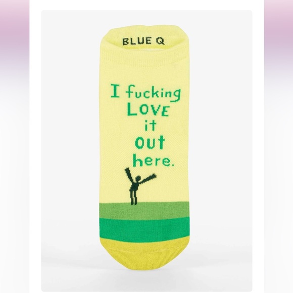 Blue Q Vibrant Yellow I F**king Love It Put Here Sneaker Socks - Picture 4 of 5